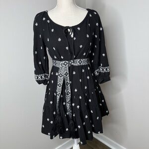 A Loves A Black and White Patterned Mini Dress